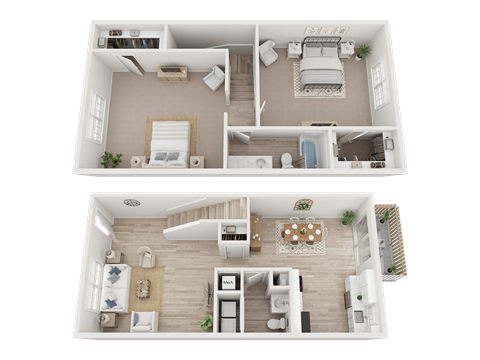 a floor plan of two different layouts of a house